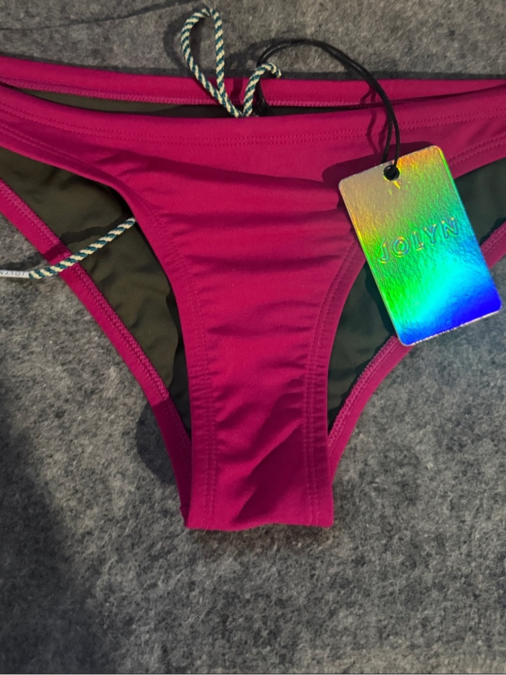 Jolyn Clothing Magenta Low-Rise Bikini Bottom with Side Ties